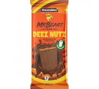 FEASTABLES MR BEAST MILK CHOCLATE WITH PEANUT BBUTTER DEEZ NUTZ BAR 60g